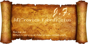 Járovics Fabrícius névjegykártya